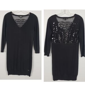 CNC COSTUME NATIONAL Wool Sequins Sheer Back Dress Holiday Evening wear